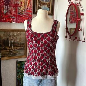 cocoma red white black lace corset tank top